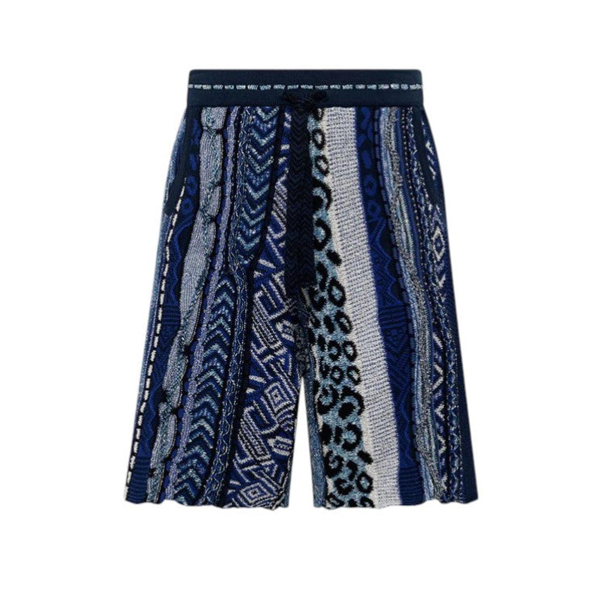 Laneus Blue Jacquard Bermuda Shorts