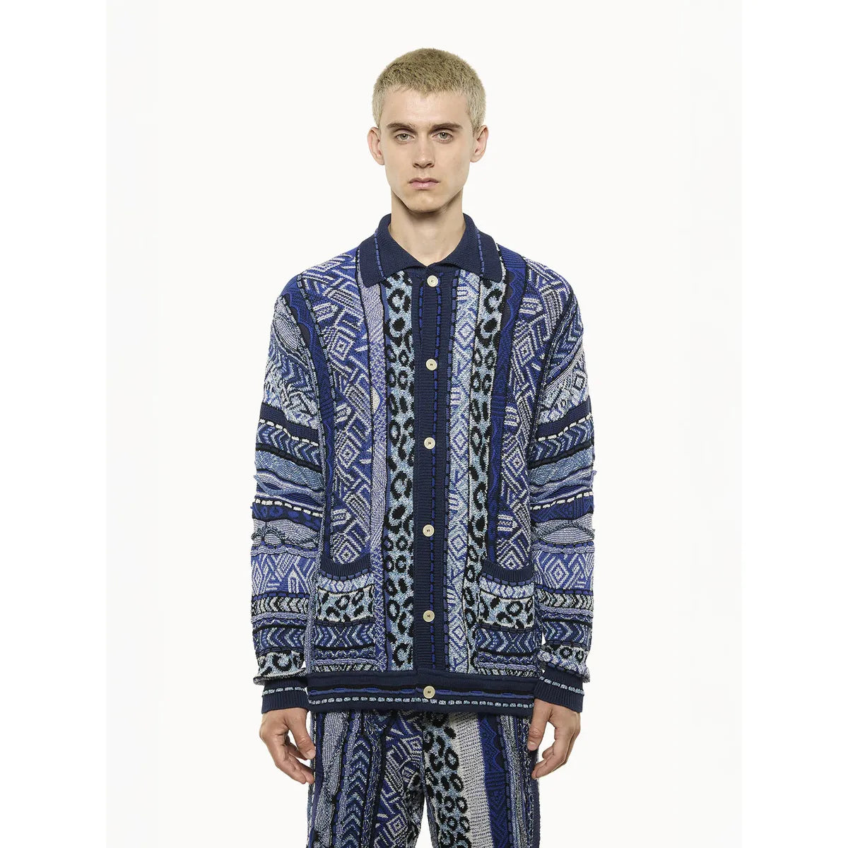 Laneus Blue Oversized Knit Cardigan