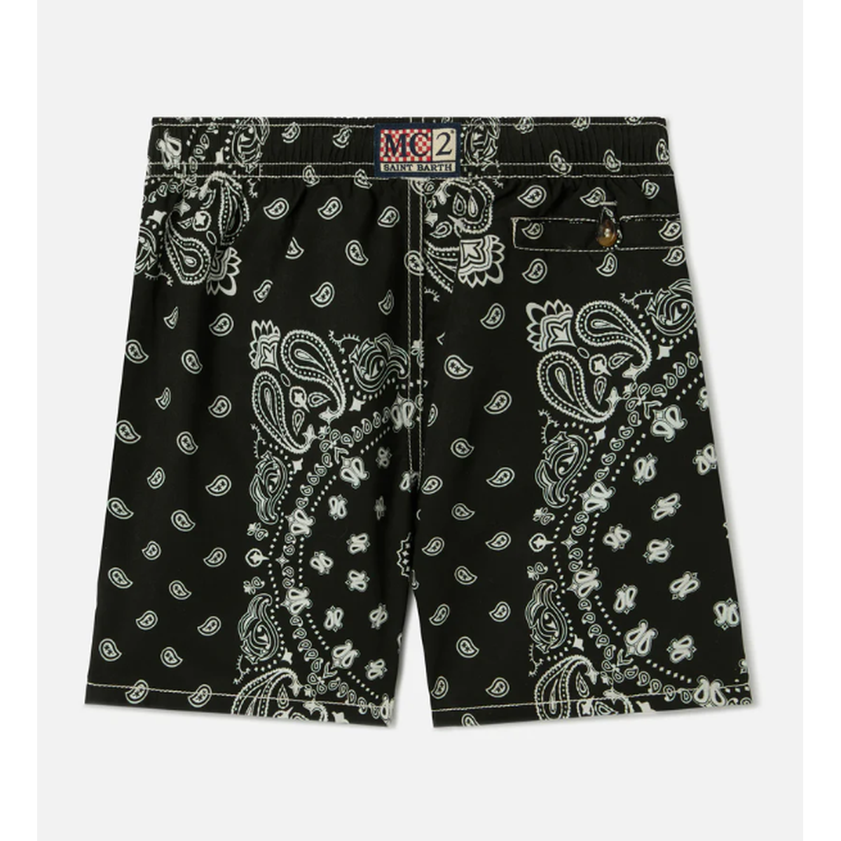 MC2 Saint Barth JR Caprese Swim Shorts in Black Bandana Print