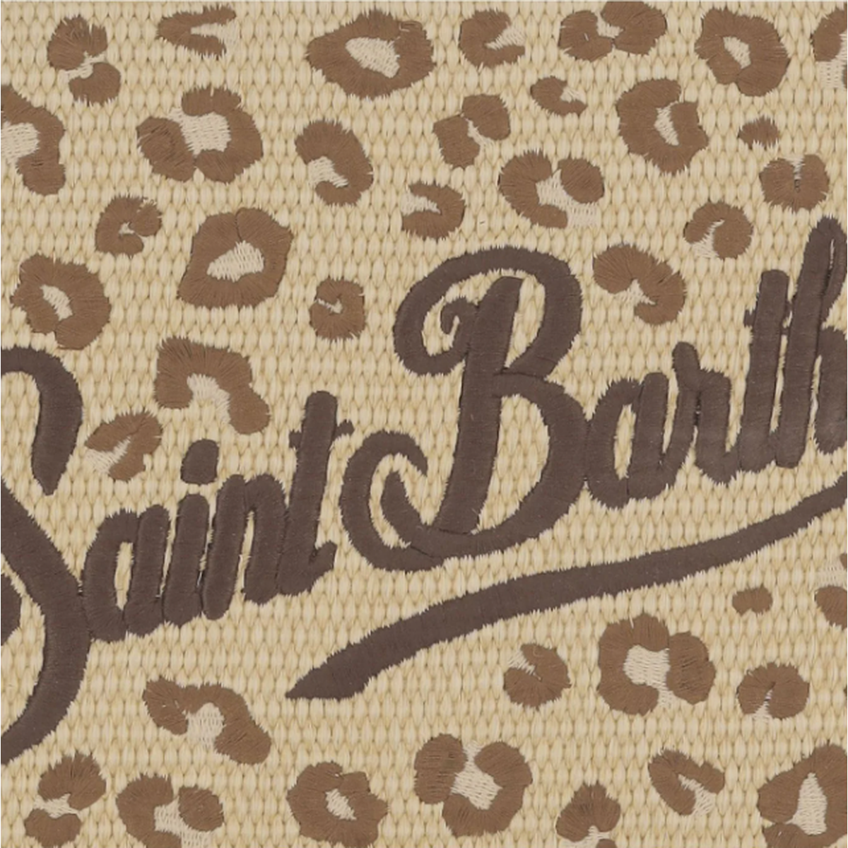 MC2 Saint Barth Vanity Straw Effect Bag in Beige and Brown Leopard Print