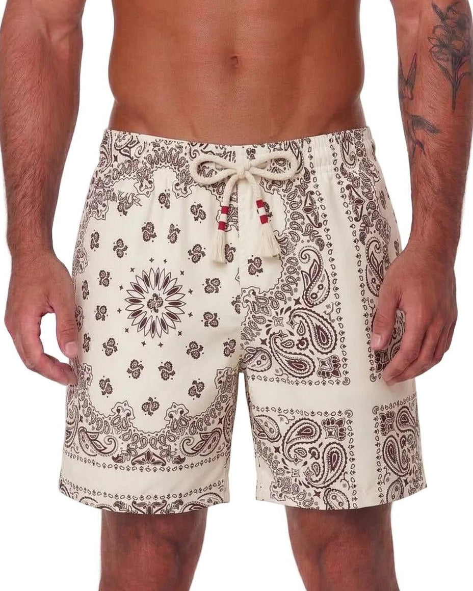 MC2 Saint Barth Caprese Swim Shorts in Ivory Bandana Print