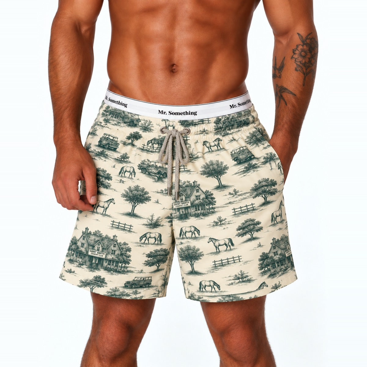 MC2 Saint Barth Gustavia Swim Shorts in Country Club Toile