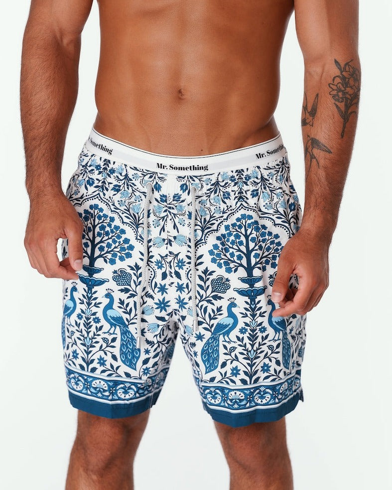 MC2 Saint Barth Gustavia Swim Shorts in White Peacock