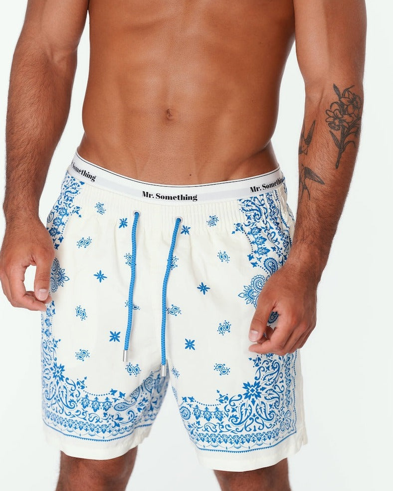 MC2 Saint Barth Gustavia Swim Shorts in Light Blue Paisley