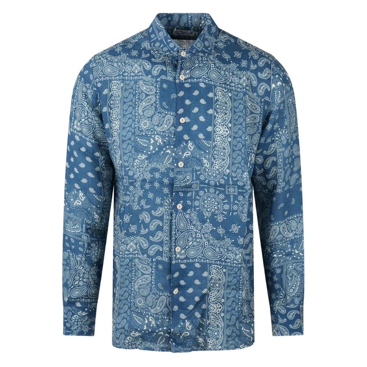 MC2 Man Blue Bandanna Button Shirt