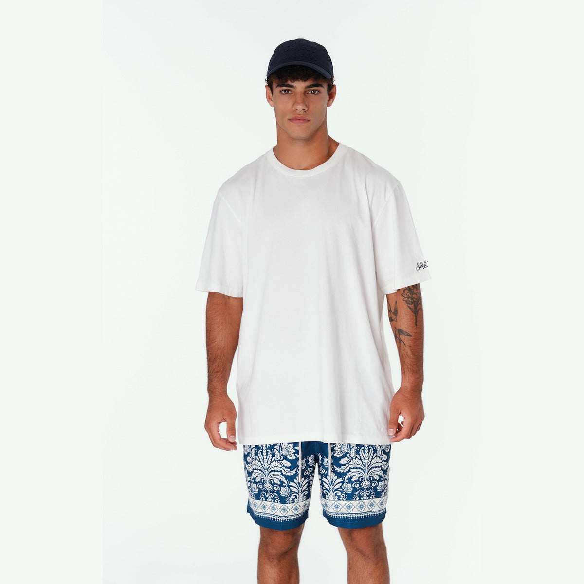 MC2 Saint Barth Gustavia Swim Shorts in Blue Ornamental Floral