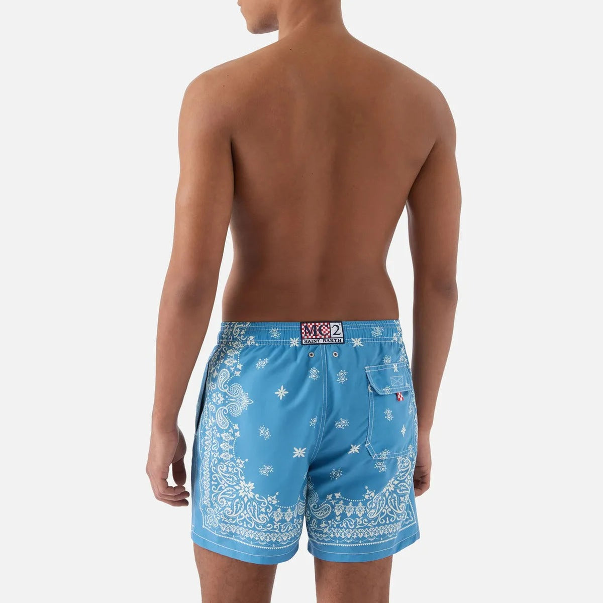 MC2 Saint Barth Gustavia Swim Shorts in Light Blue Bandana