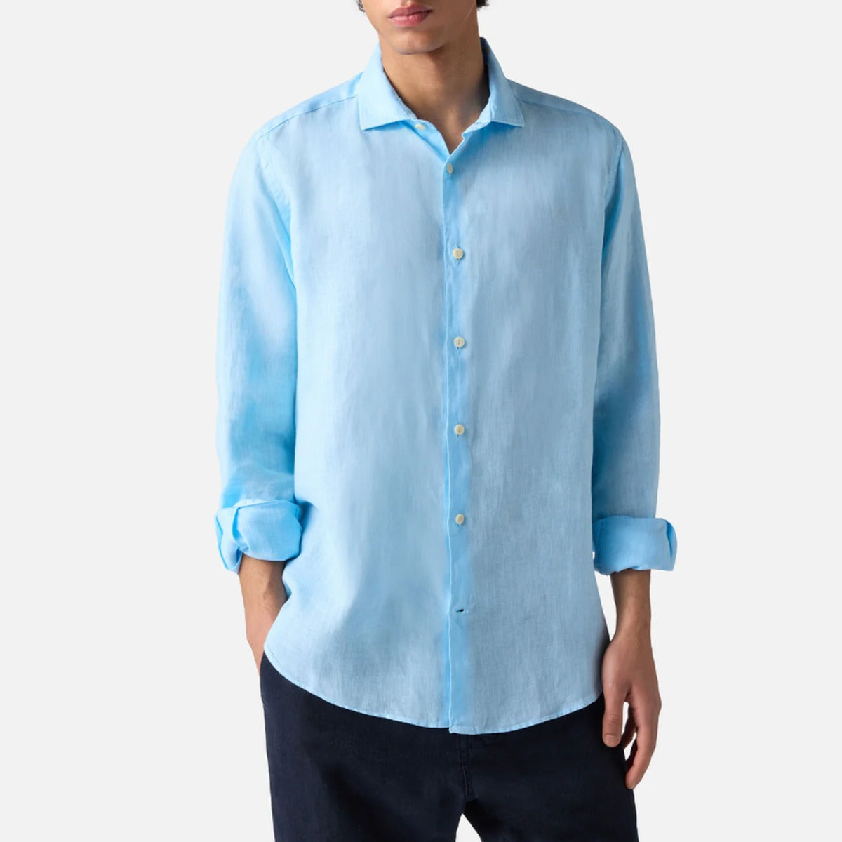 MC2 Saint Barth Pamplona Linen Shirt in Light Blue