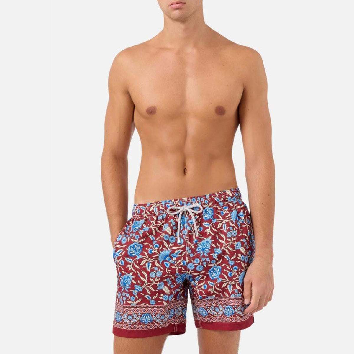 MC2 Saint Barth Gustavia Swim Shorts in Burgundy Floral