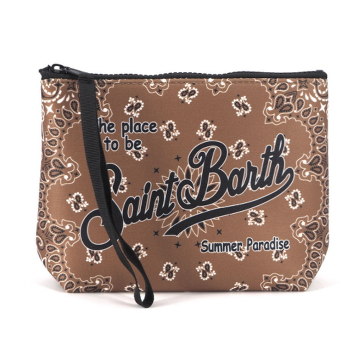MC2 Saint Barth Aline Bandana Print Brown Scuba Pouch