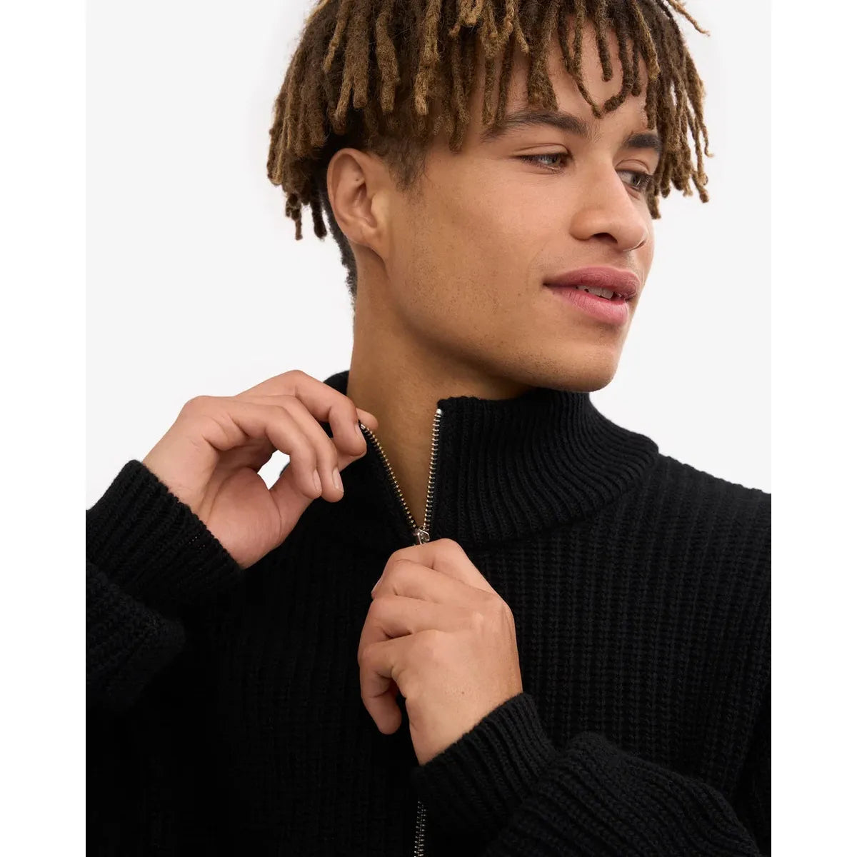 Colorful Standard Merino Quarter Zip - Deep Black