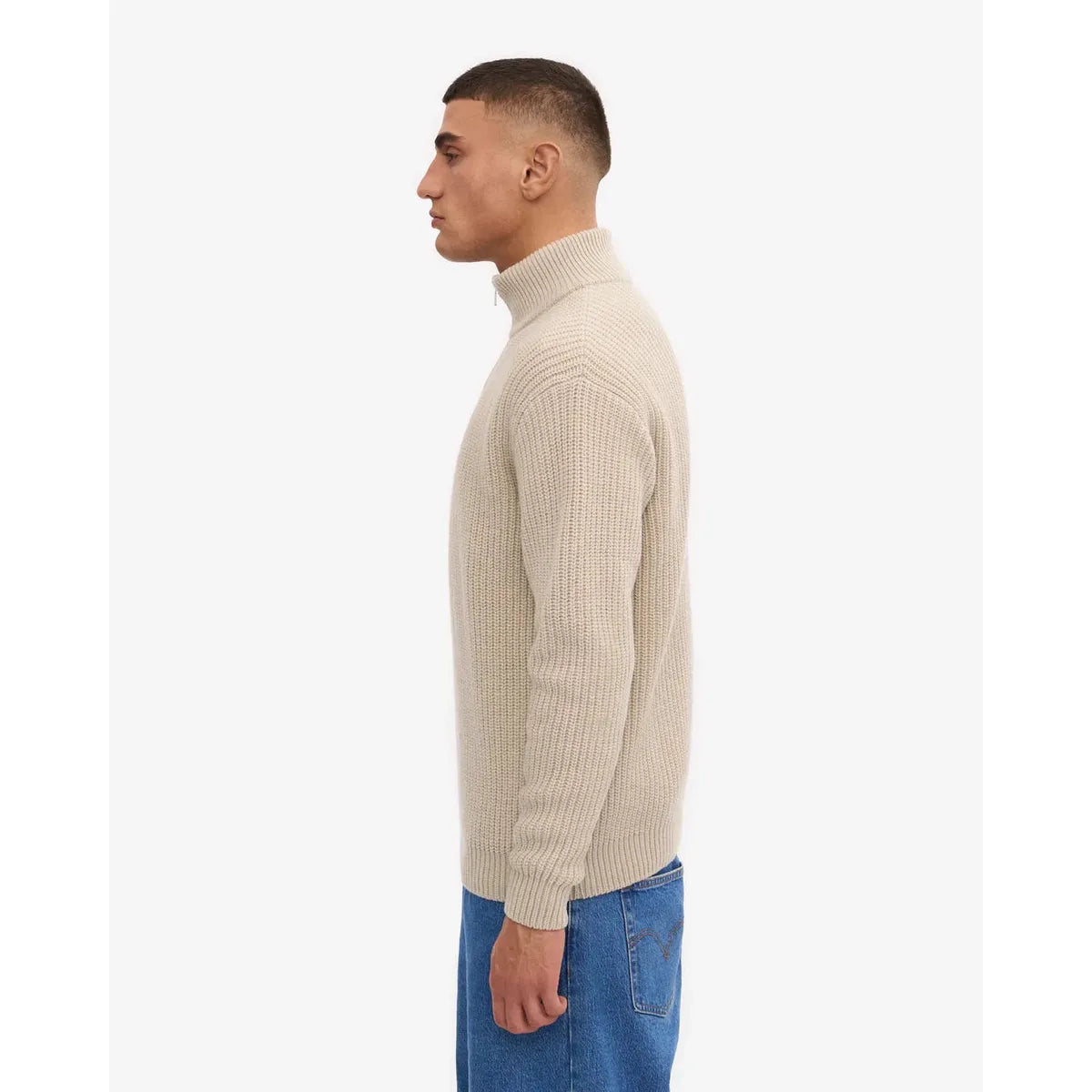 Colorful Standard Merino Quarter Zip - Ivory White