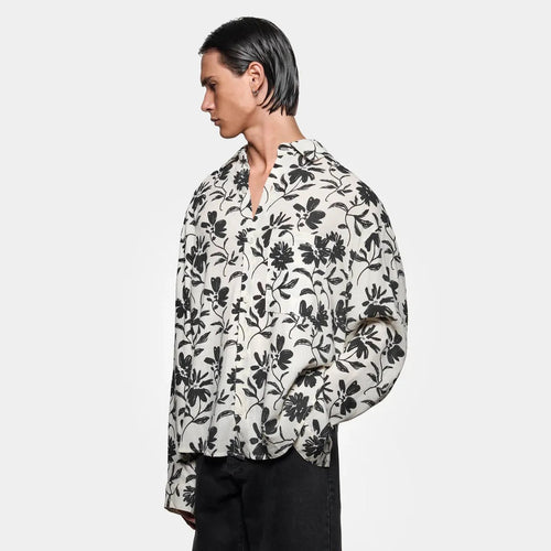 MKI Floral Linen Box Shirt in Raw