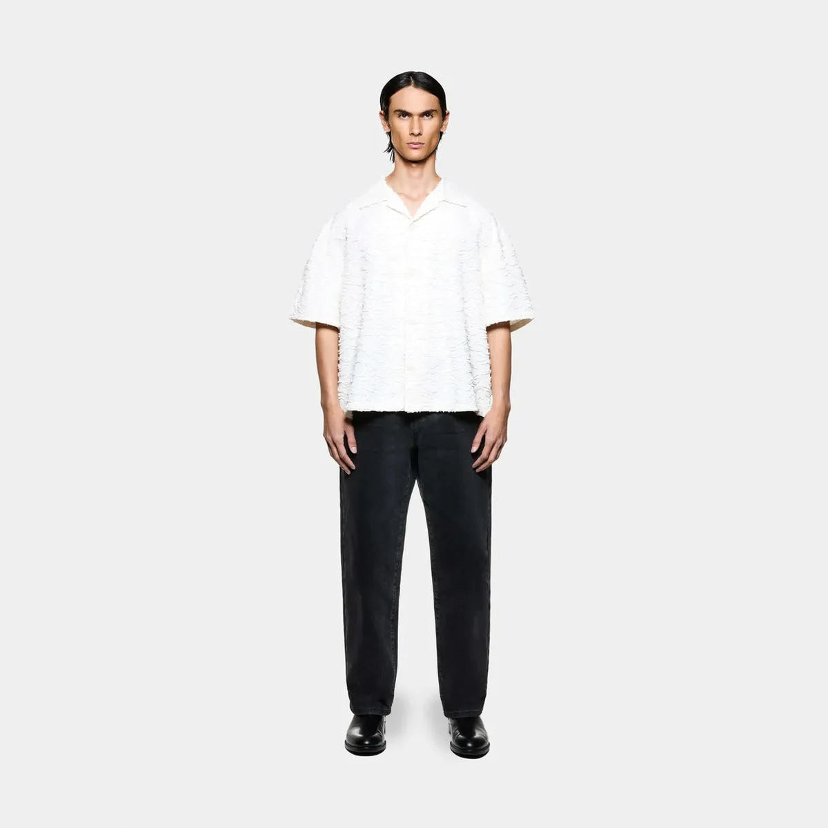 MKI Jacquard Fringe Vacation Shirt in Bone
