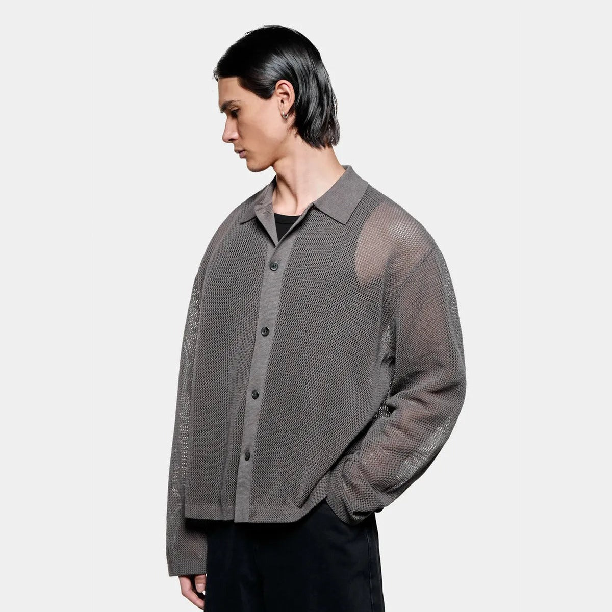 MKI Linen Loose Knit Cardigan in Espresso