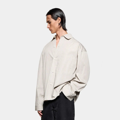 MKI Poplin Stripe Box Shirt in Light Sage