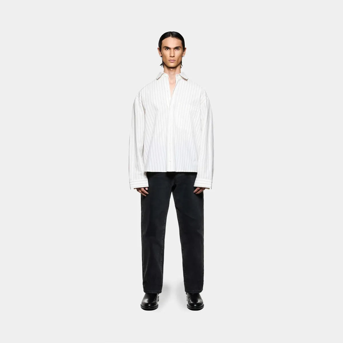 MKI Seersucker Stripe Box Shirt in Off-White