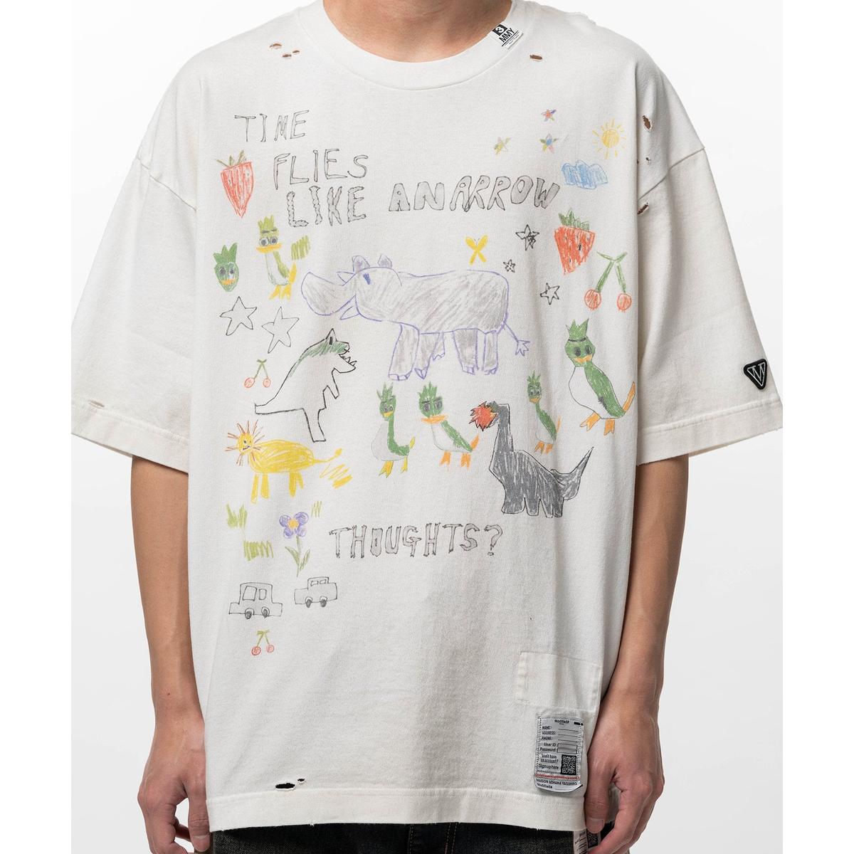 Maison Mihara Kids Doodle Printed White T-shirt