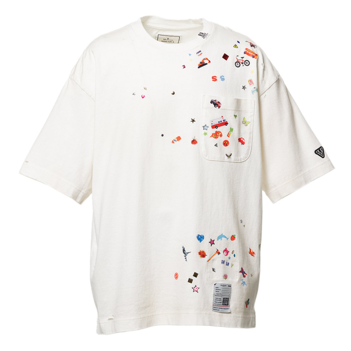 Maison Mihara Kids Sticker White T-shirt