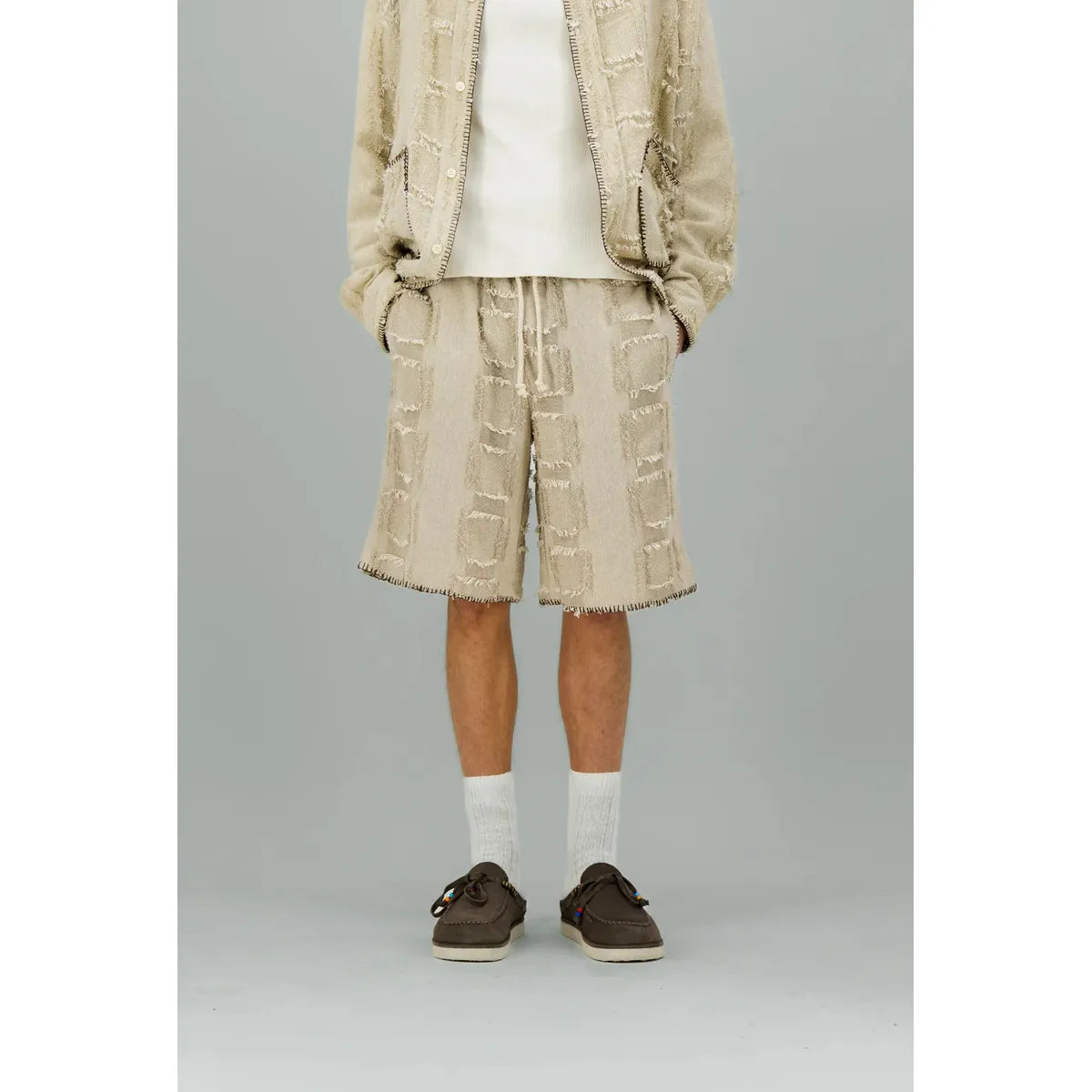 Caleb Fantaisy Off-White Shorts With Fancy Details