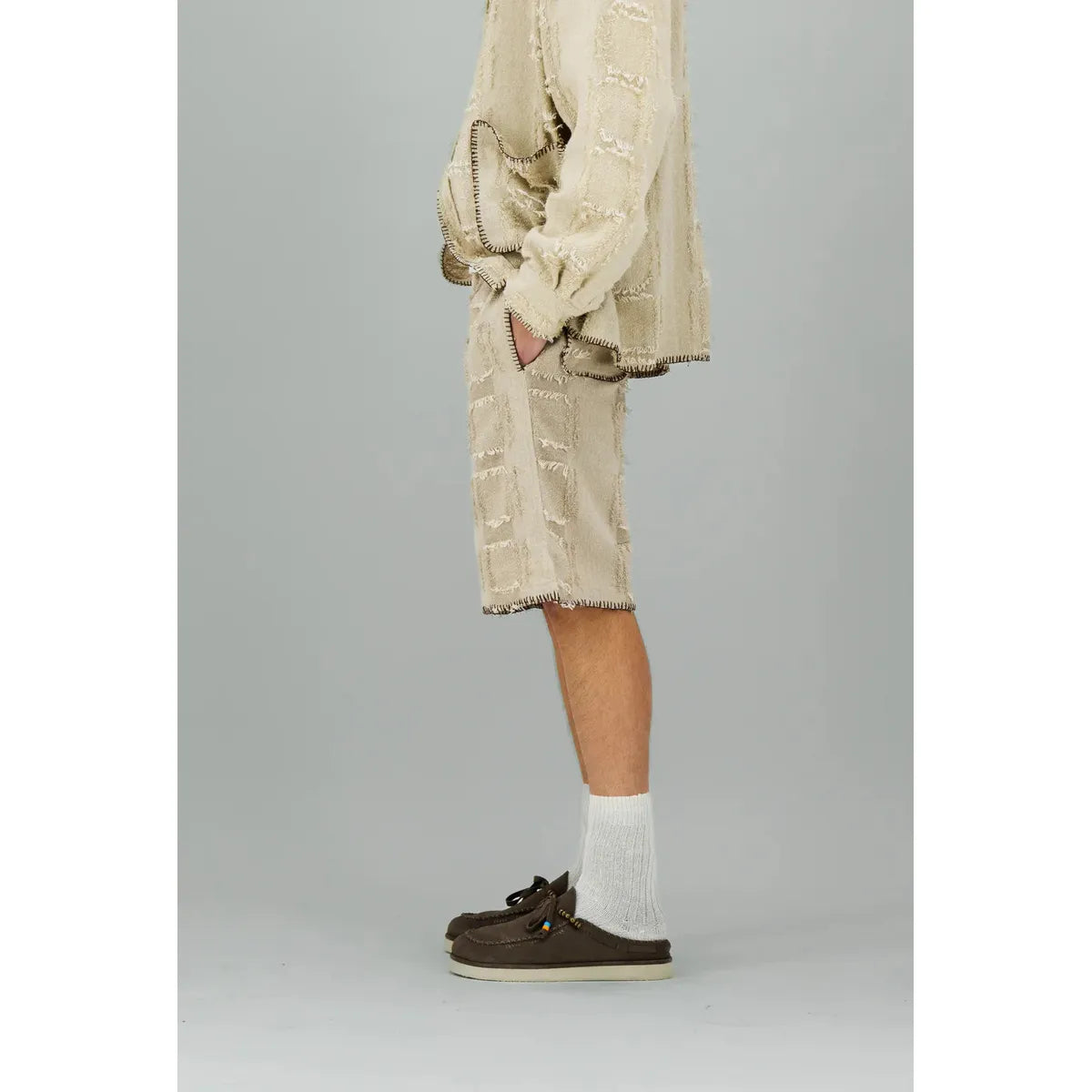 Caleb Fantaisy Off-White Shorts With Fancy Details