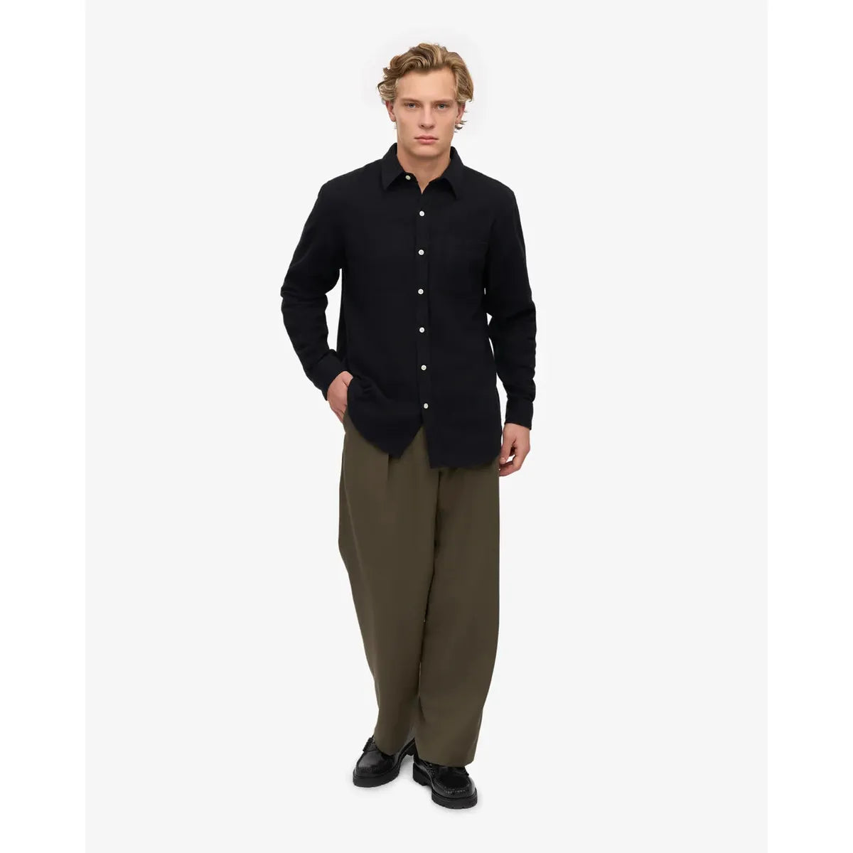 Colorful Standard Organic Flannel Shirt - Deep Black