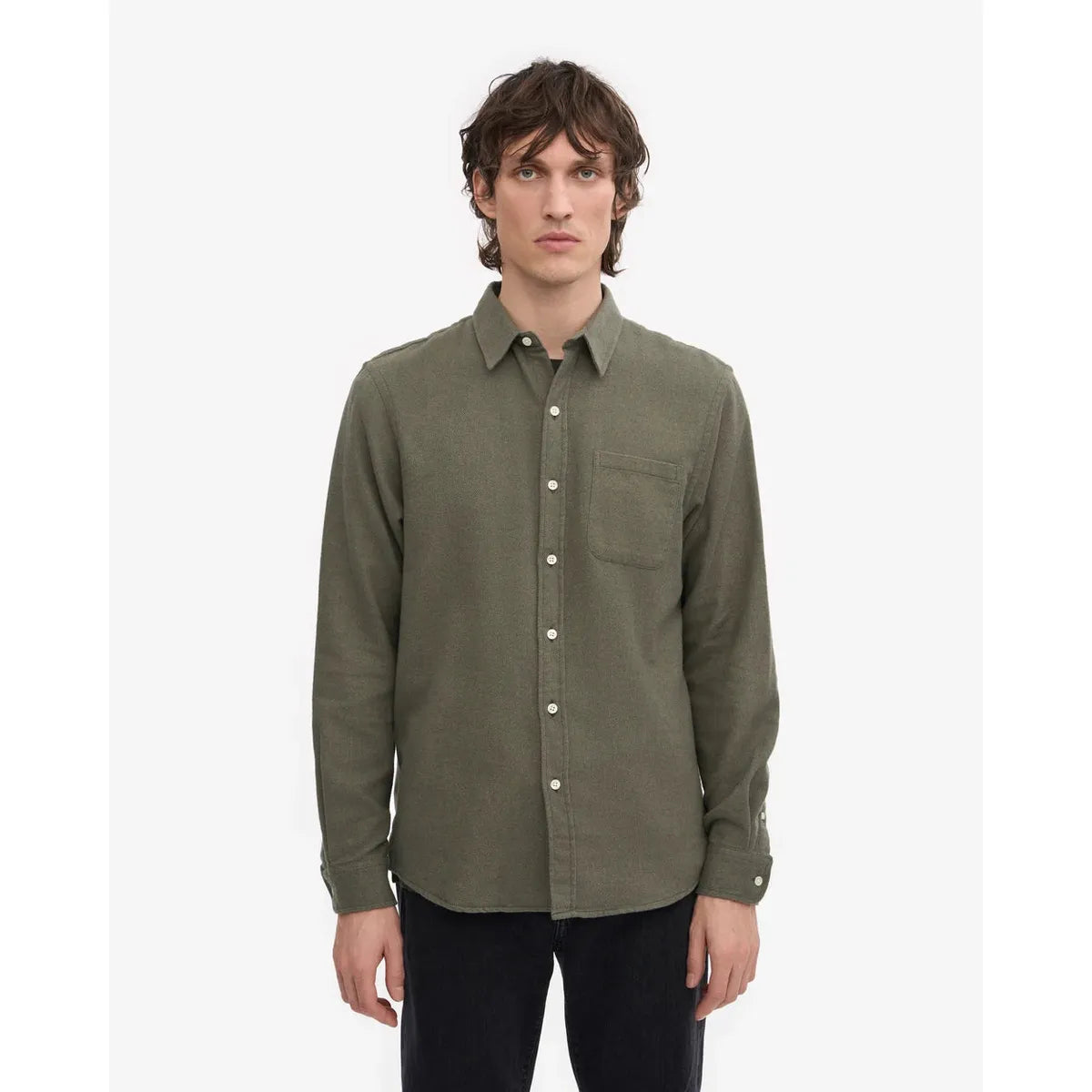 Colorful Standard Organic Flannel Shirt - Dusty Olive