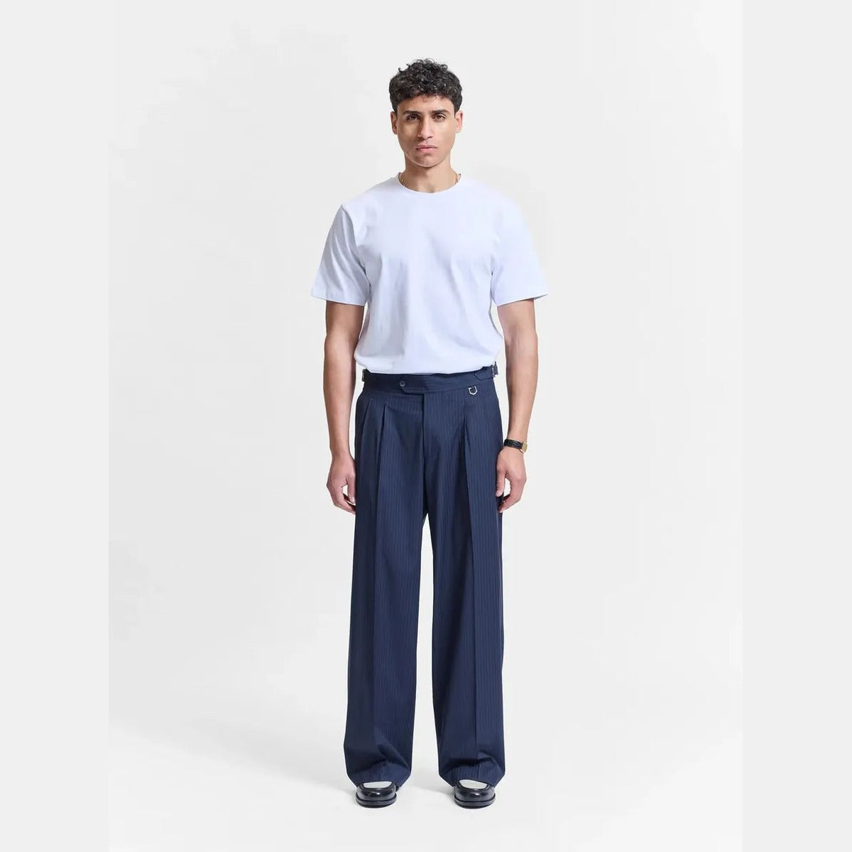 Reternity Tailored Baggy Trousers in Pinstripe Blue