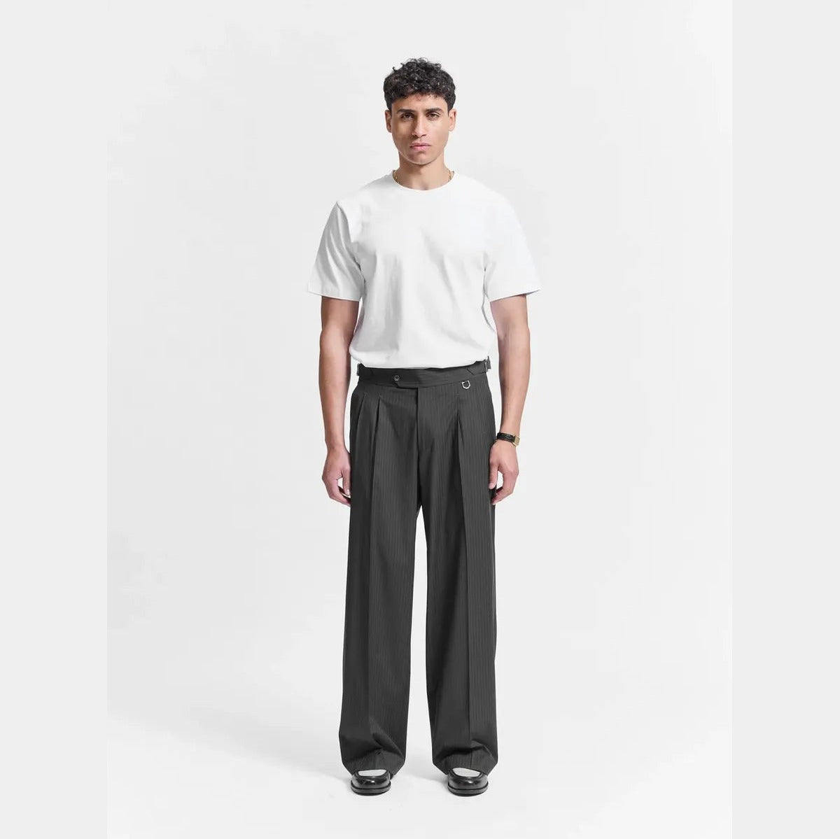 Reternity Tailored Baggy Trousers in Pinstripe Grey