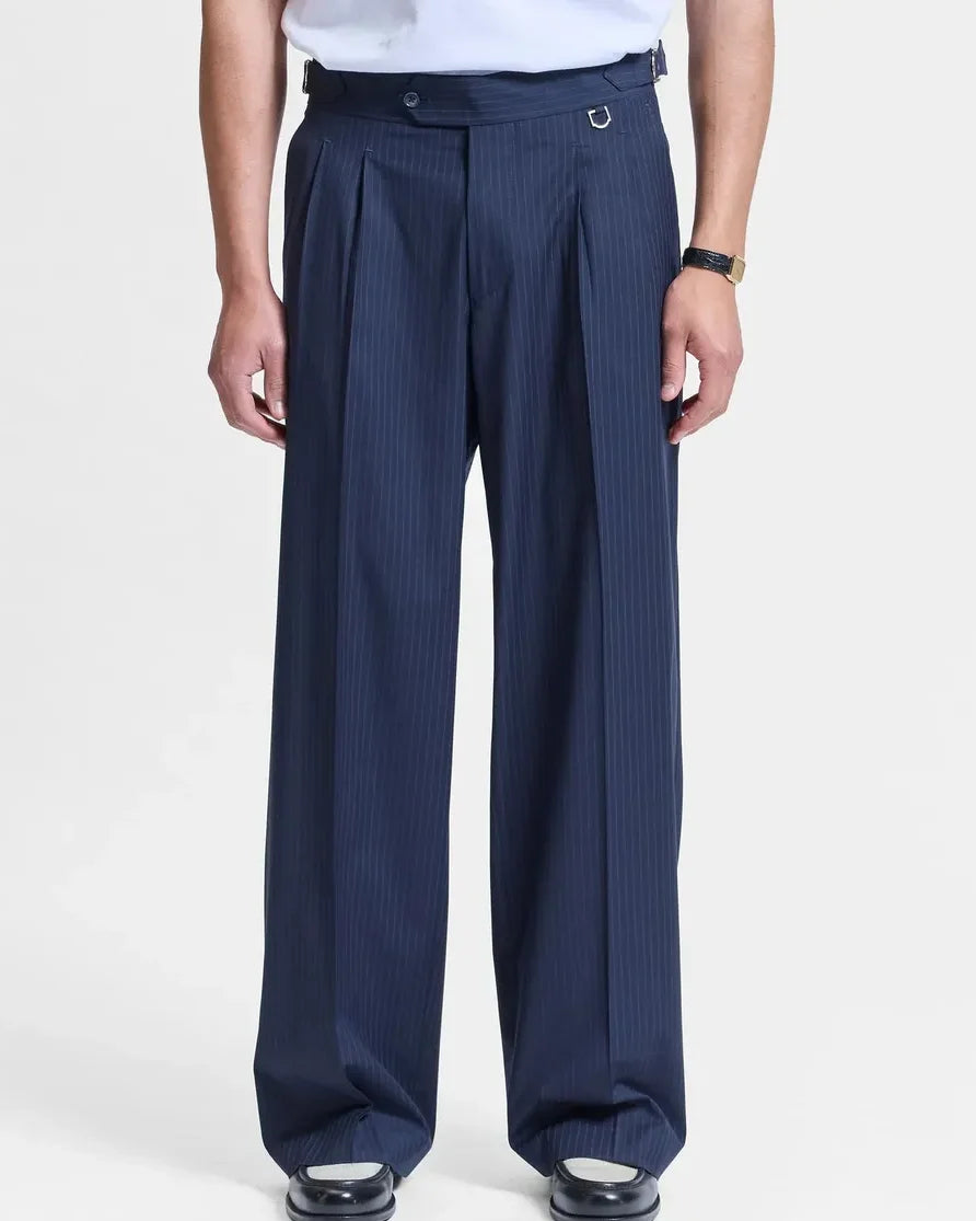Reternity Tailored Baggy Trousers in Pinstripe Blue