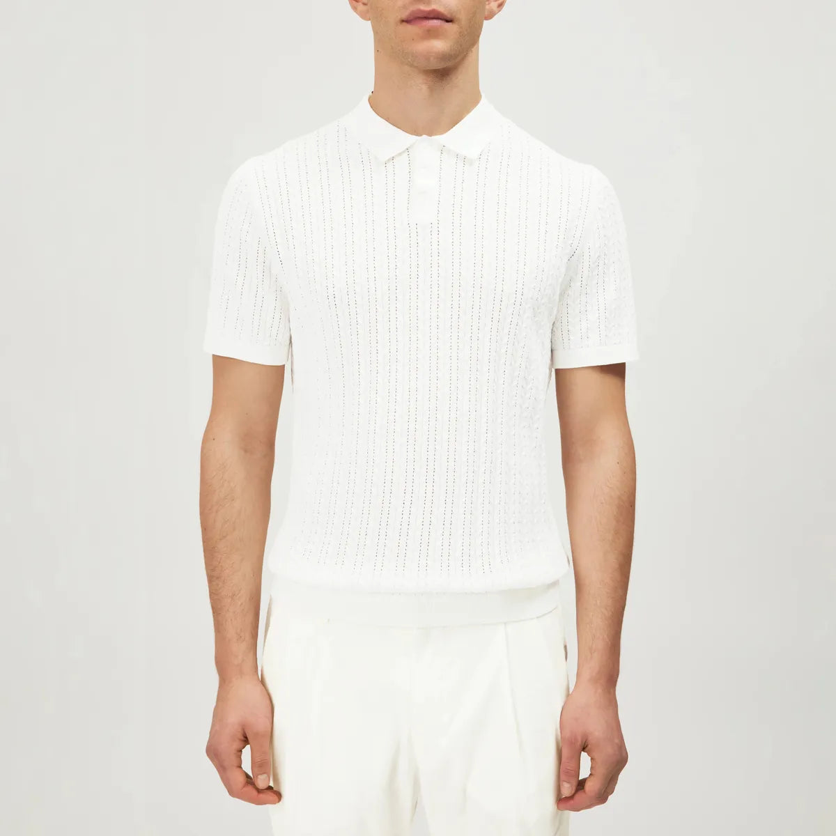 Drykorn Triton Ecru Knitted Polo Shirt