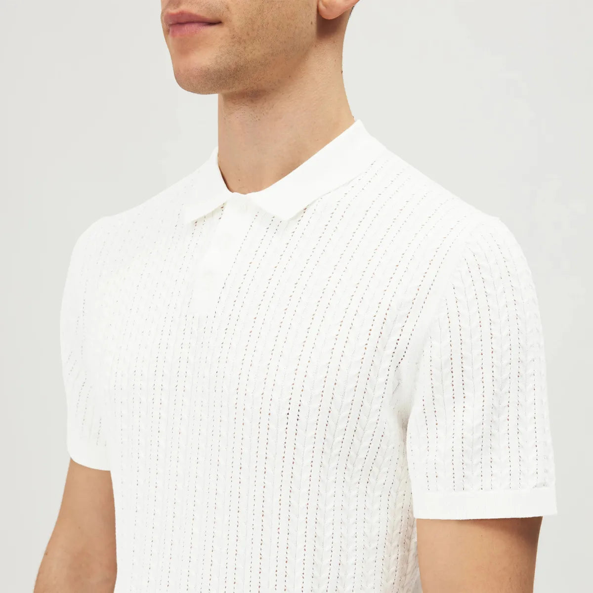 Drykorn Triton Ecru Knitted Polo Shirt
