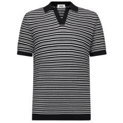 Drykorn Braian Knitted Polo Shirt in Black Stripe