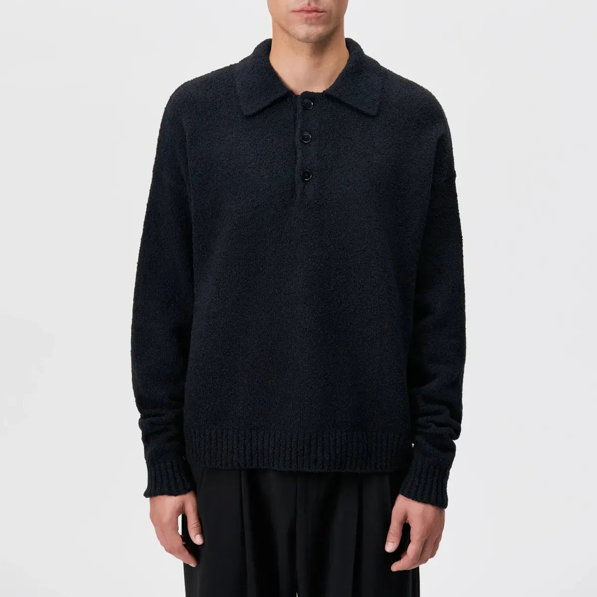 Drykorn Bekket Black Knitted Polo Shirt