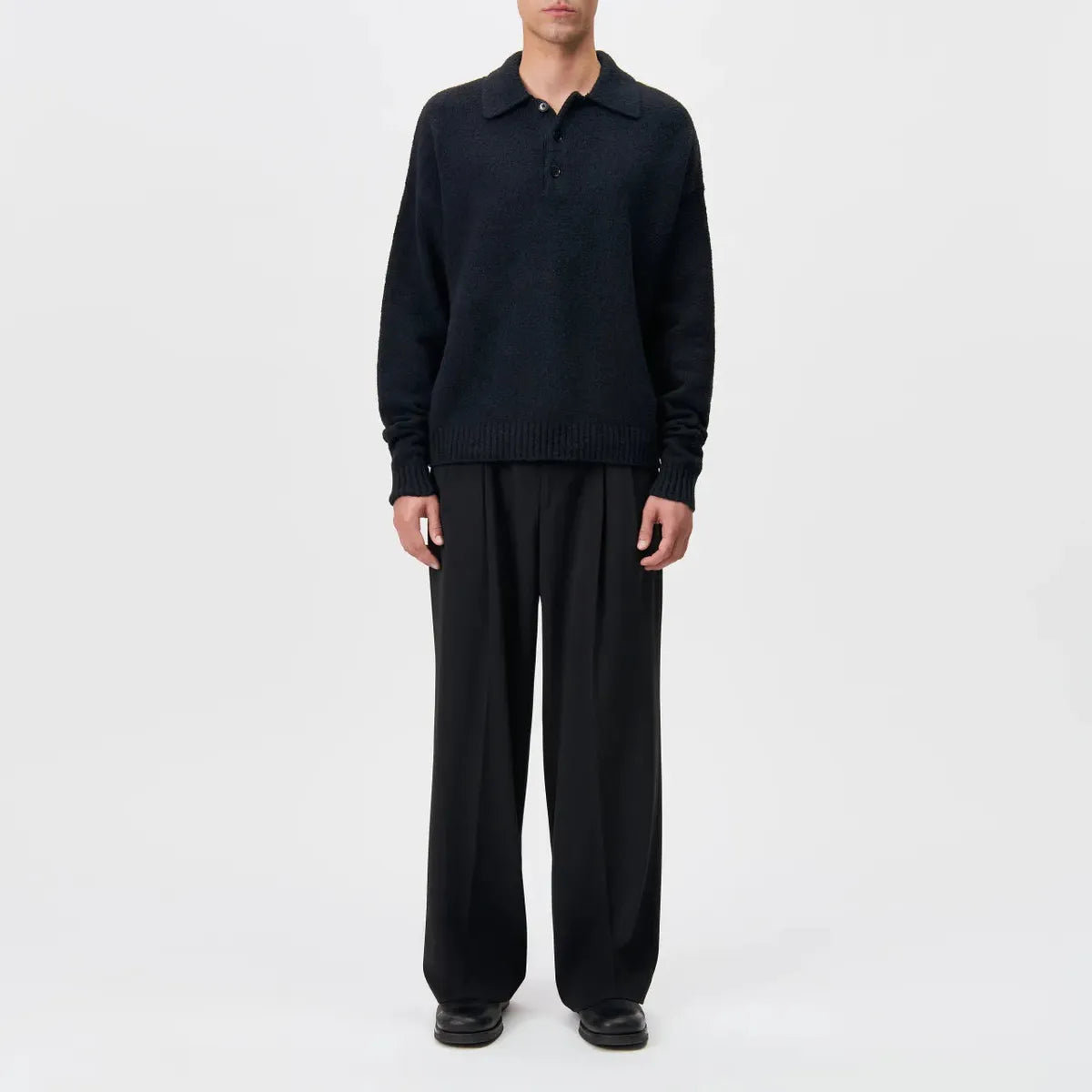 Drykorn Bekket Black Knitted Polo Shirt
