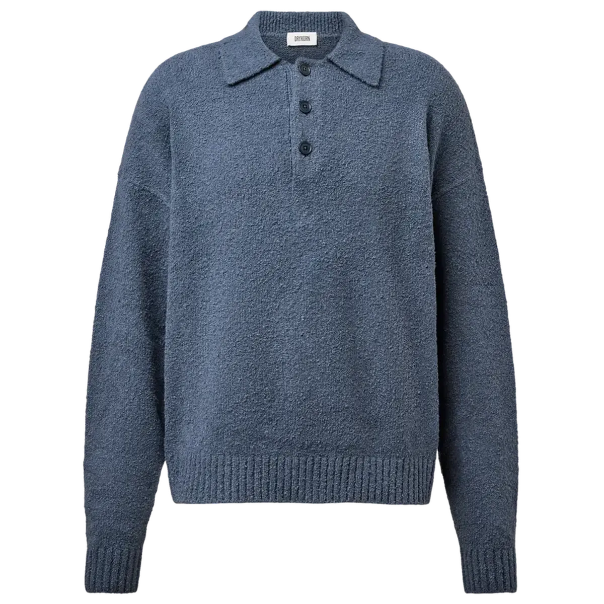 Drykorn Bekket Knitted Polo Shirt in Blue