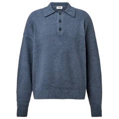 Drykorn Bekket Knitted Polo Shirt in Blue
