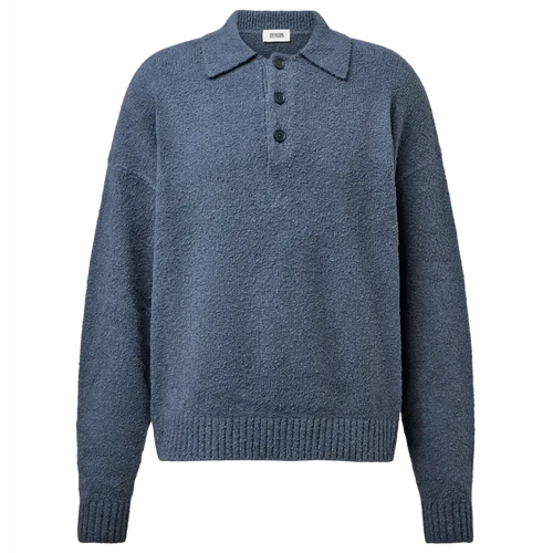 Drykorn Bekket Knitted Polo Shirt in Blue