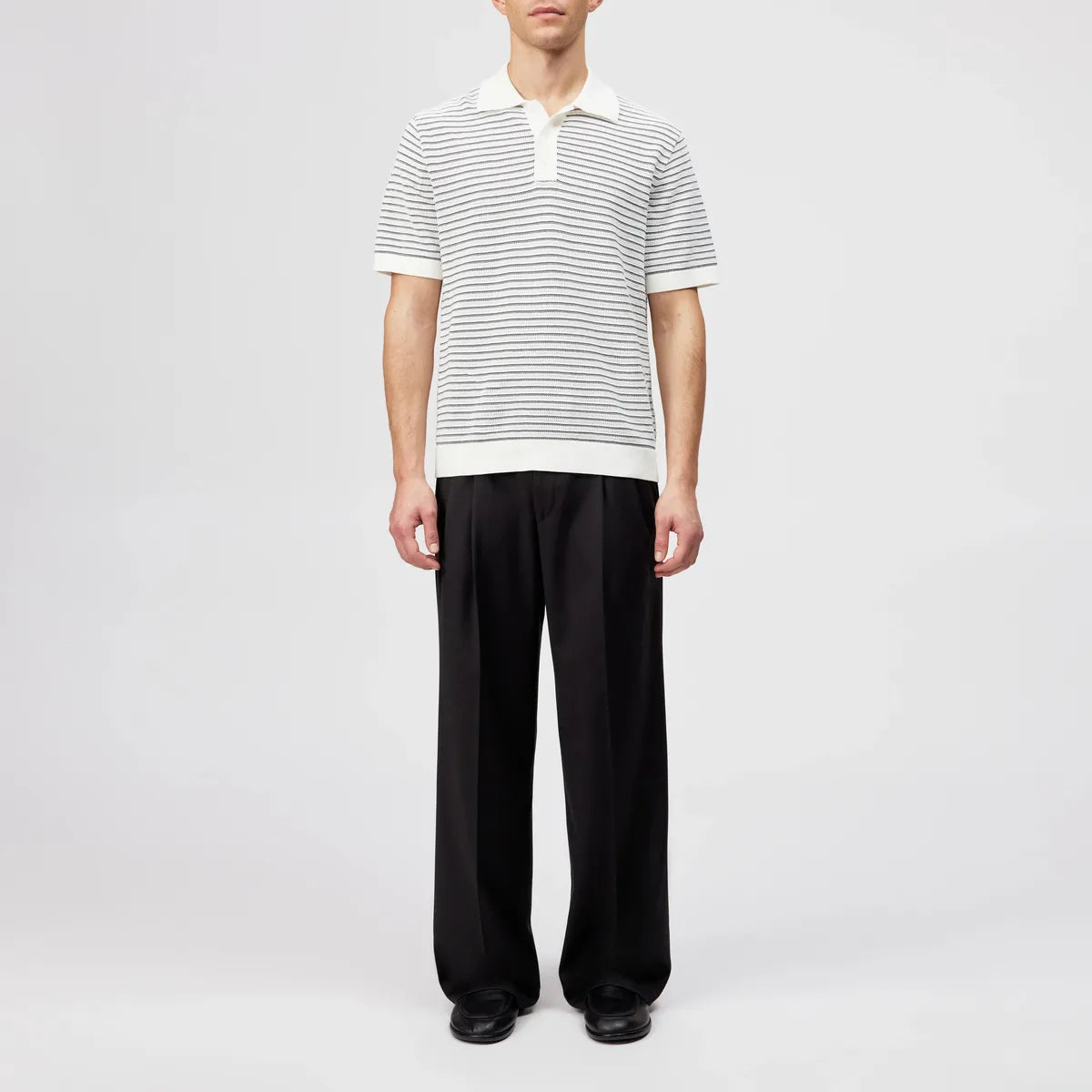 Drykorn Tamian Ecru Relaxed Knit Polo Shirt