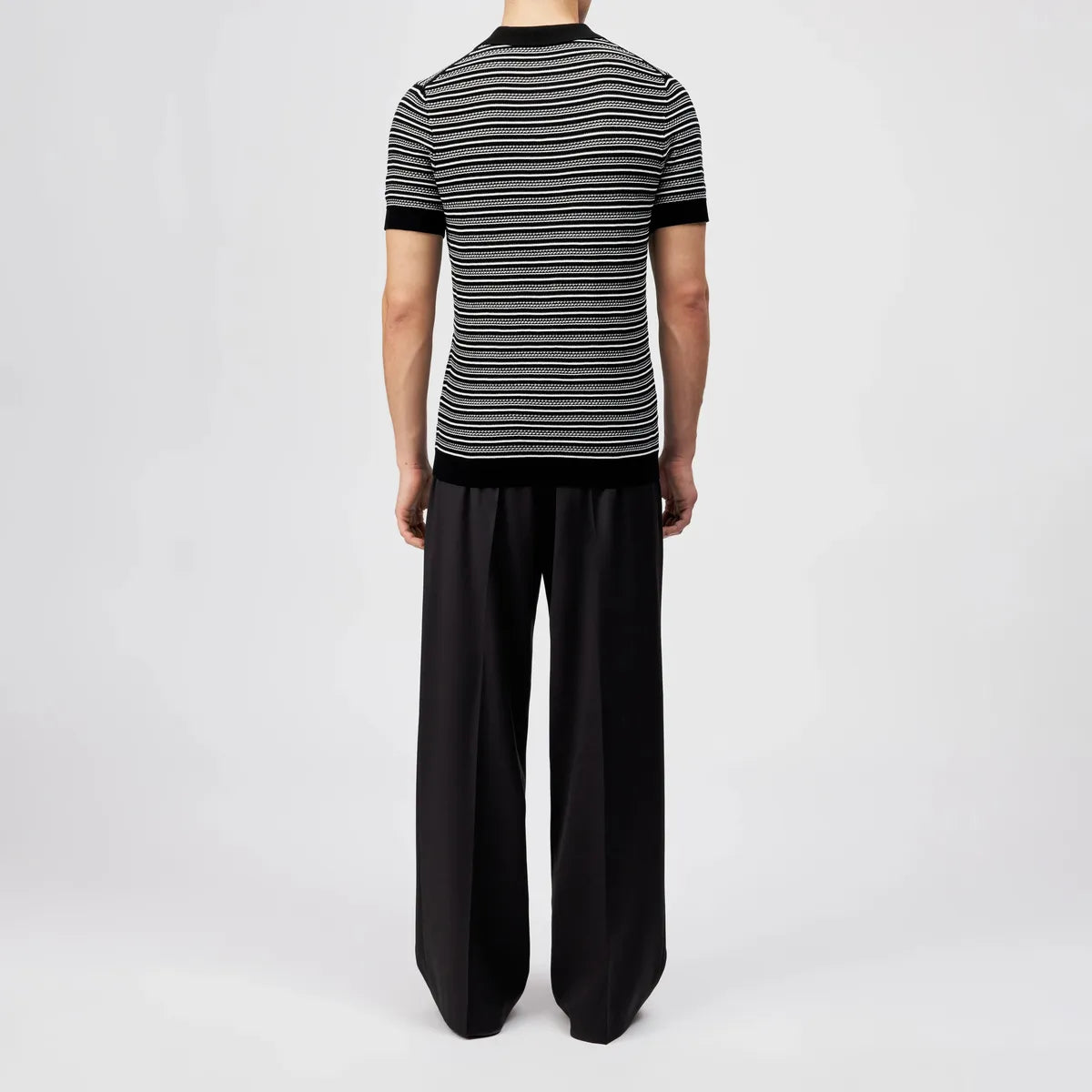 Drykorn Braian Black Stripes Knitted Polo Shirt