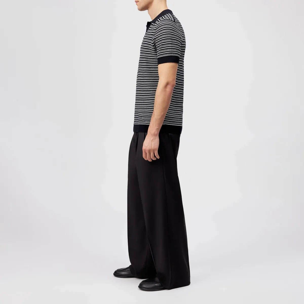 Drykorn Braian Black Stripes Knitted Polo Shirt