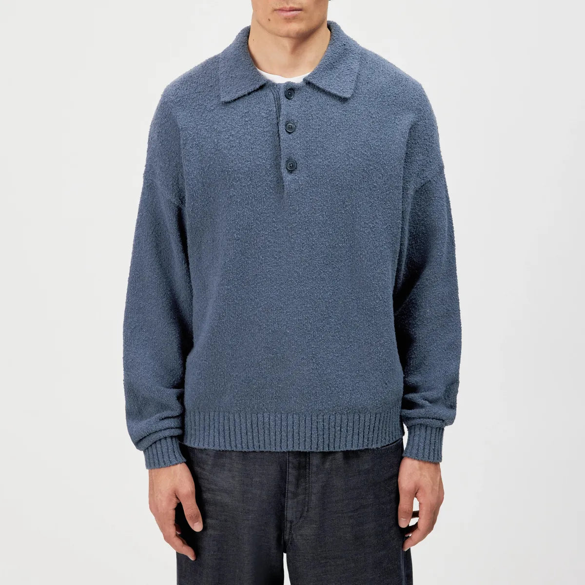 Drykorn Bekket Blue Knitted Polo Shirt