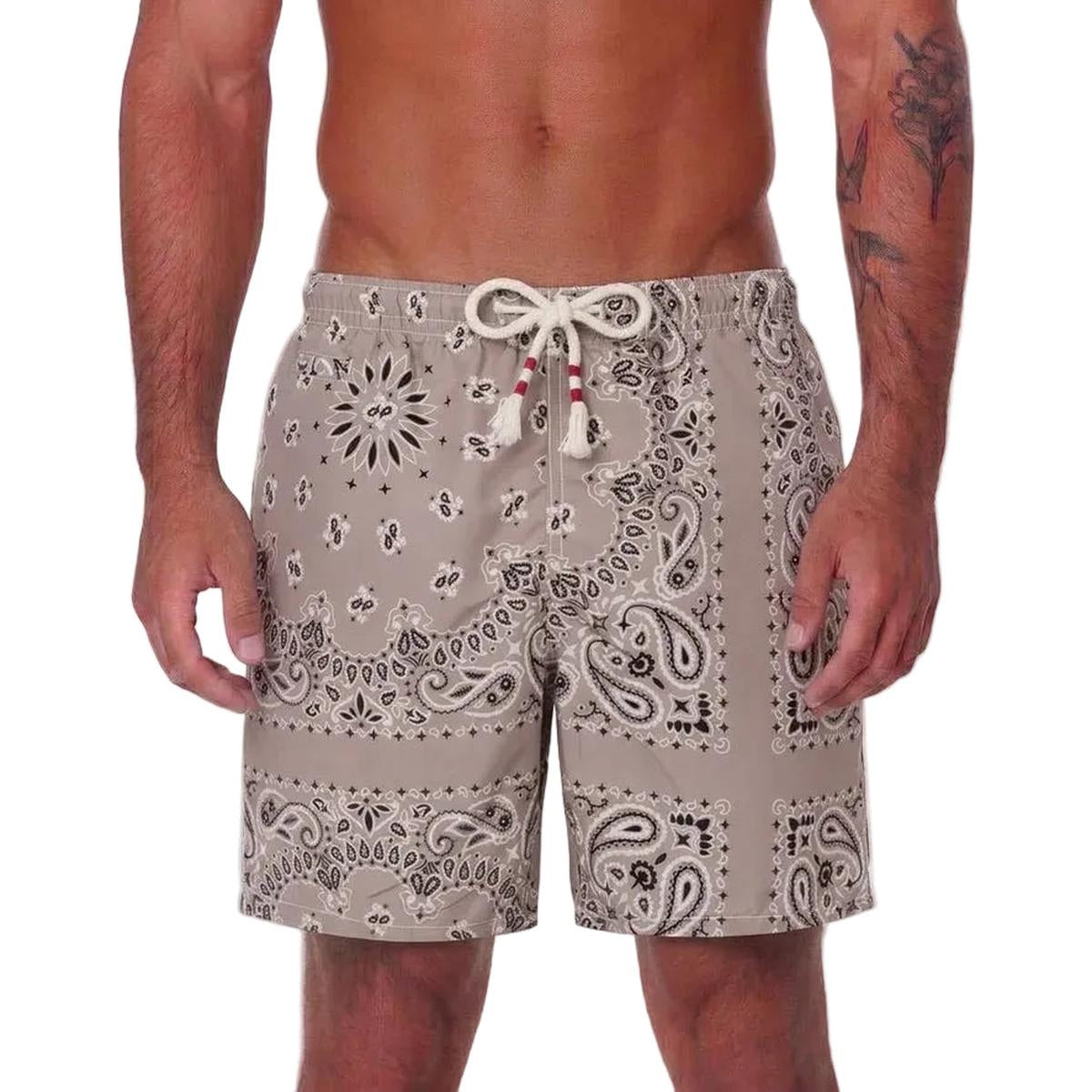 MC2 Saint Barth Caprese Swim Shorts in Beige Bandana