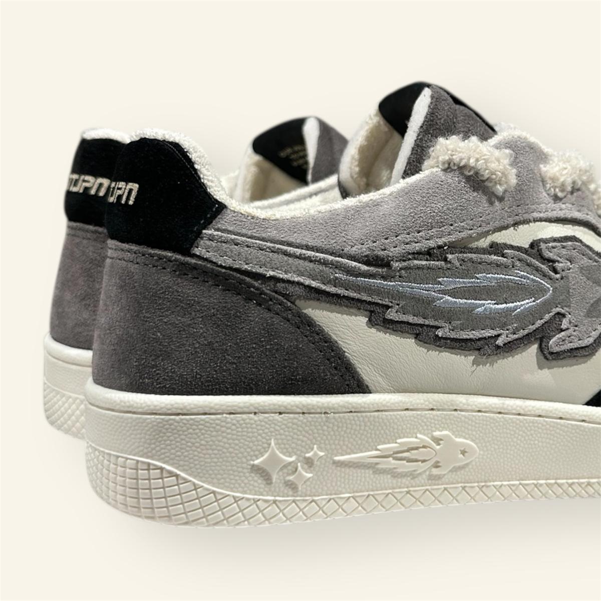 Enterprise Japan X Mr Something EGG Rocket Sneakers In Fumo/Nero/Confetto Suede and Leather
