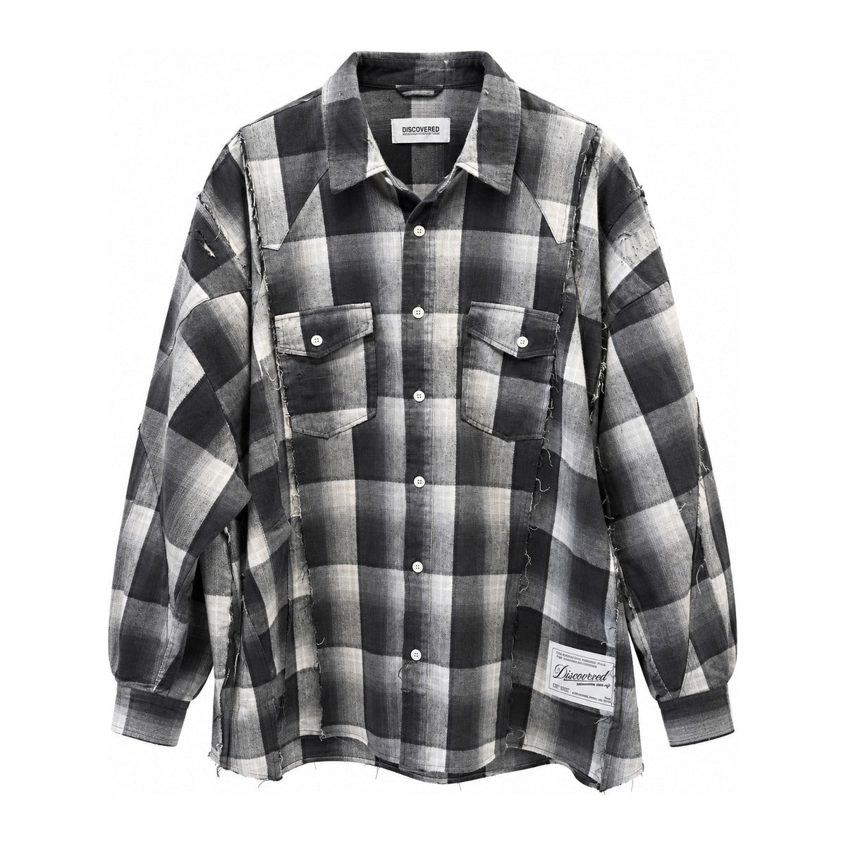 Discovered Oversized Check Flannel Shirt in Black