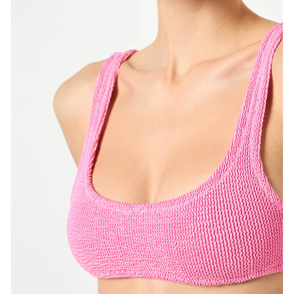 Pink Crinkle Fabric Bralette Bikini