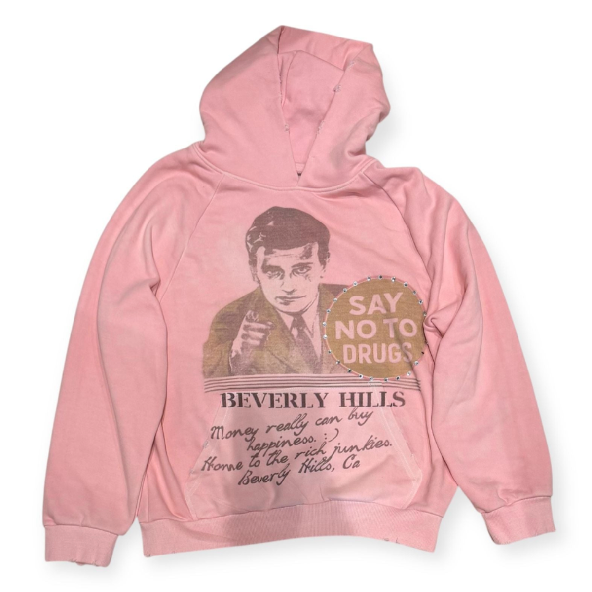 Amis Et Fleurs Rich Junkies Washed Pink Hoodie