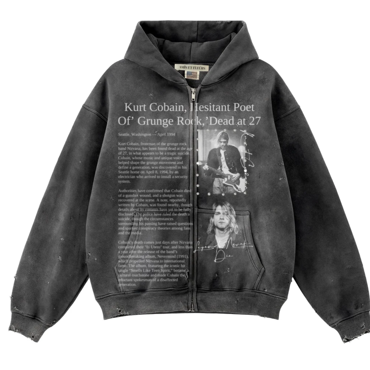 Amis Et Fleurs Baby Boy Kurt Zip Black Hoodie