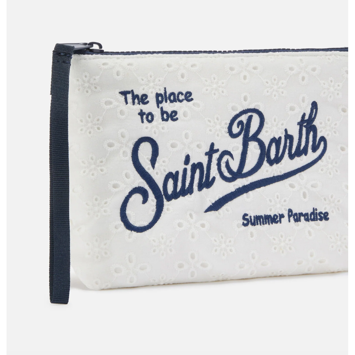 MC2 Saint Barth Aline white broderie anglaise cotton pouch