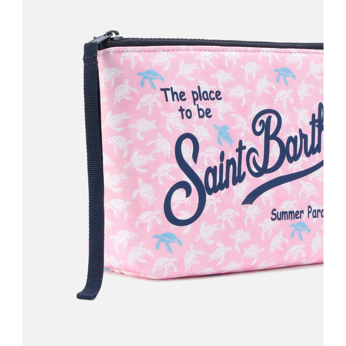 MC2 Saint Barth Aline scuba pouch in pink with contrasting turtle print